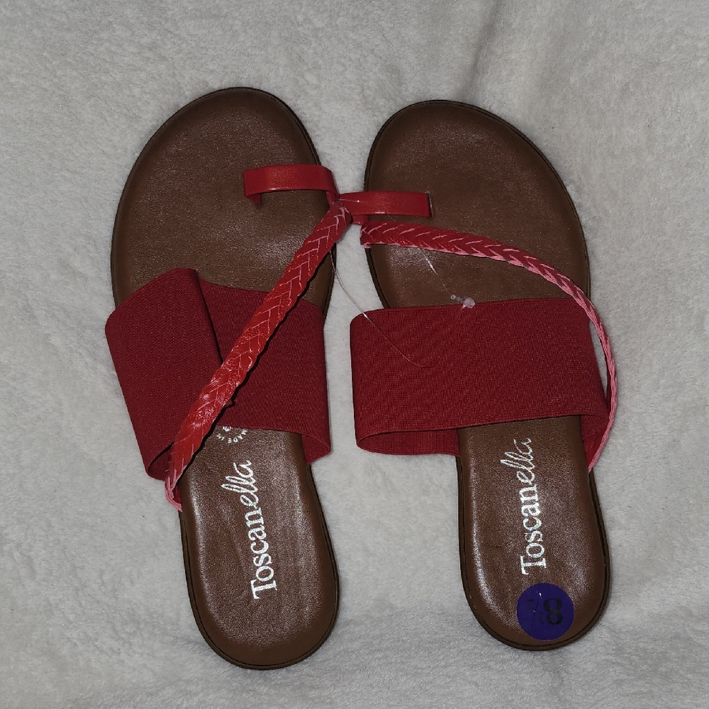 Toscanella Made In Italy, Red and Brown Casual Slip-On Sandals